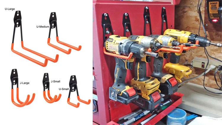 Garage Hooks Heavy Duty , Steel Garage Storage Hooks, Tool Hangers for Garage Wall Utility Wall Mount Garage Hooks and Hangers with Anti-Slip Coating for Garden Tools, Ladders, Bulky Items