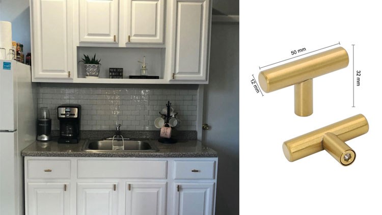 Black And Gold Cabinet Knobs Drawer Knobs Door Cupboards Drawers Bedroom Furniture Handles 50mm Long Single Hole Knobs