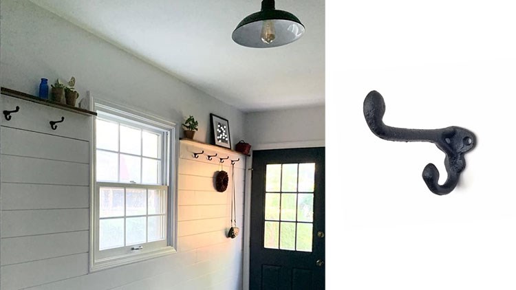 Rustic State Wall Mounted Coat Hanger Hooks Multi Use Entryway Railroad Spike Rack Cast Iron Black