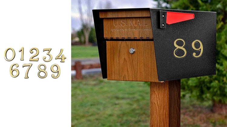 2-inch(50 mm) height self-adhesive brass mailbox numbers